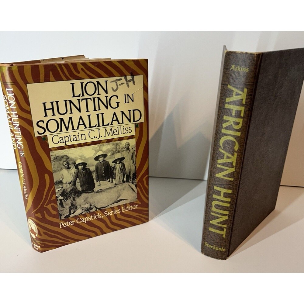 African Hunt By Askins & Lion Hunting In Somaliland 2 Book Lot Hardcover Safari